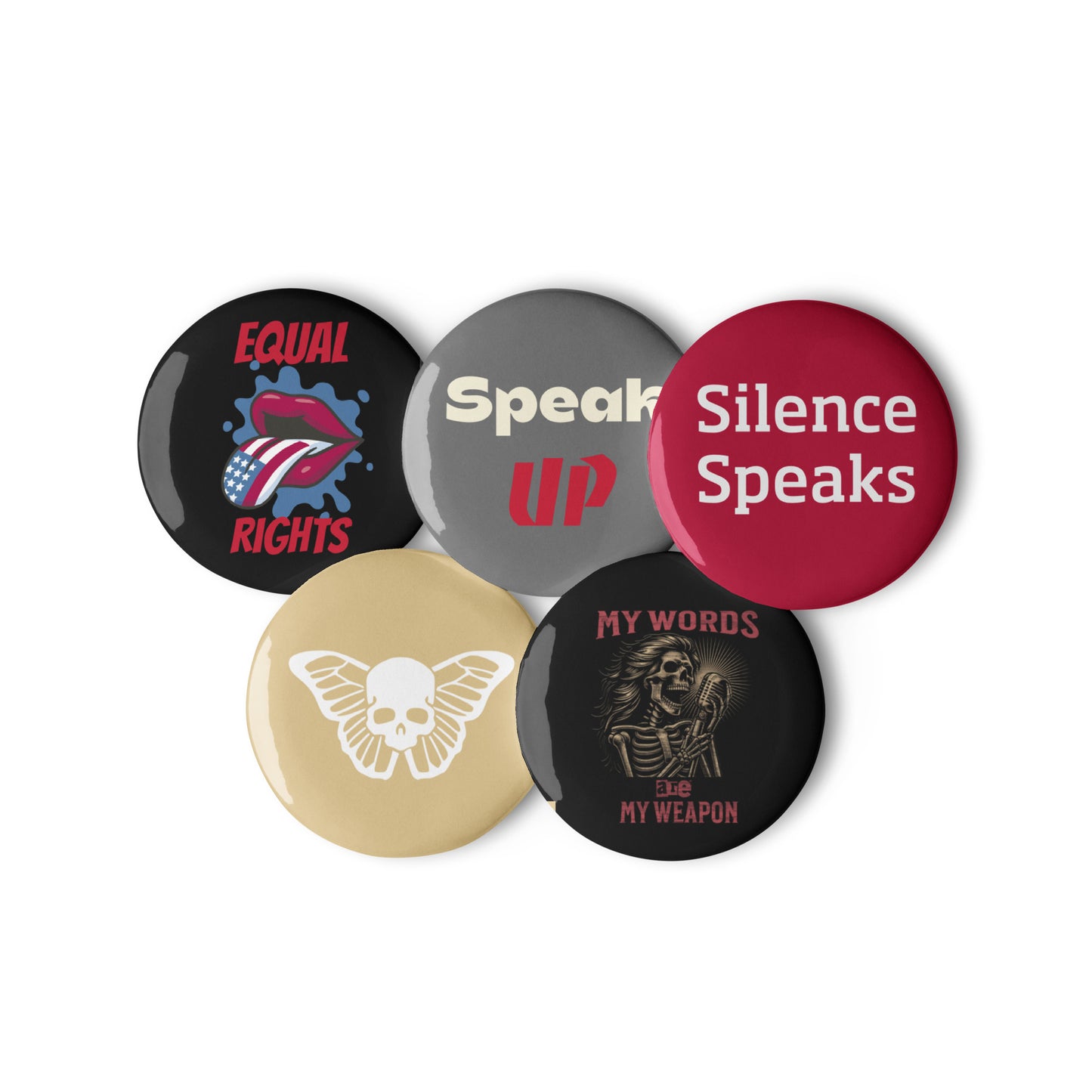 Set of pin buttons